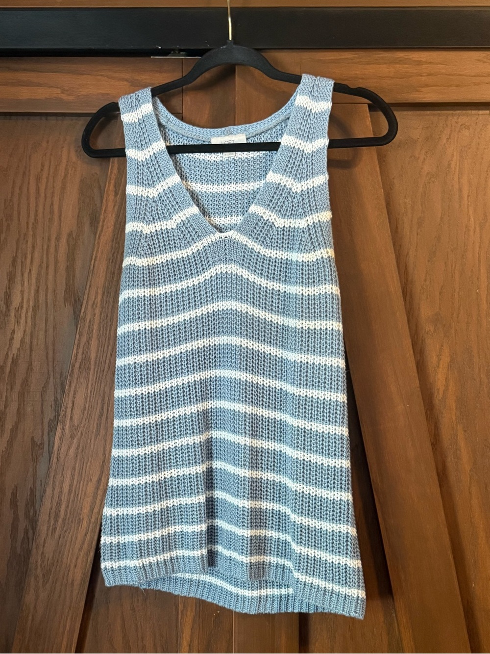 LOFT Blue White Stripe Sweater Tank Top Size Medium AS-IS